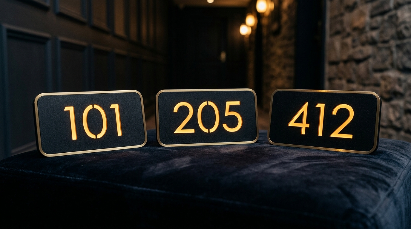 Custom hotel room number signs