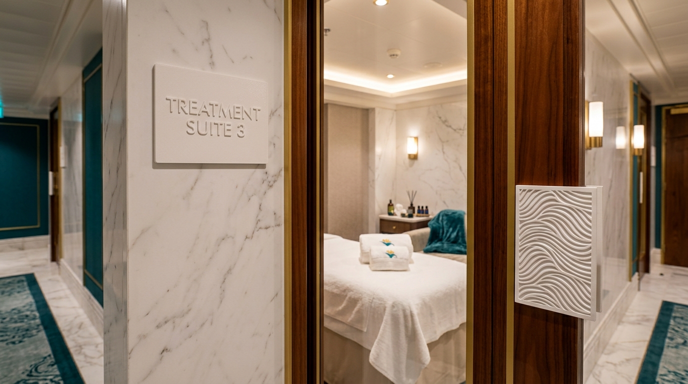 Cruise ship spa treatment room signage
