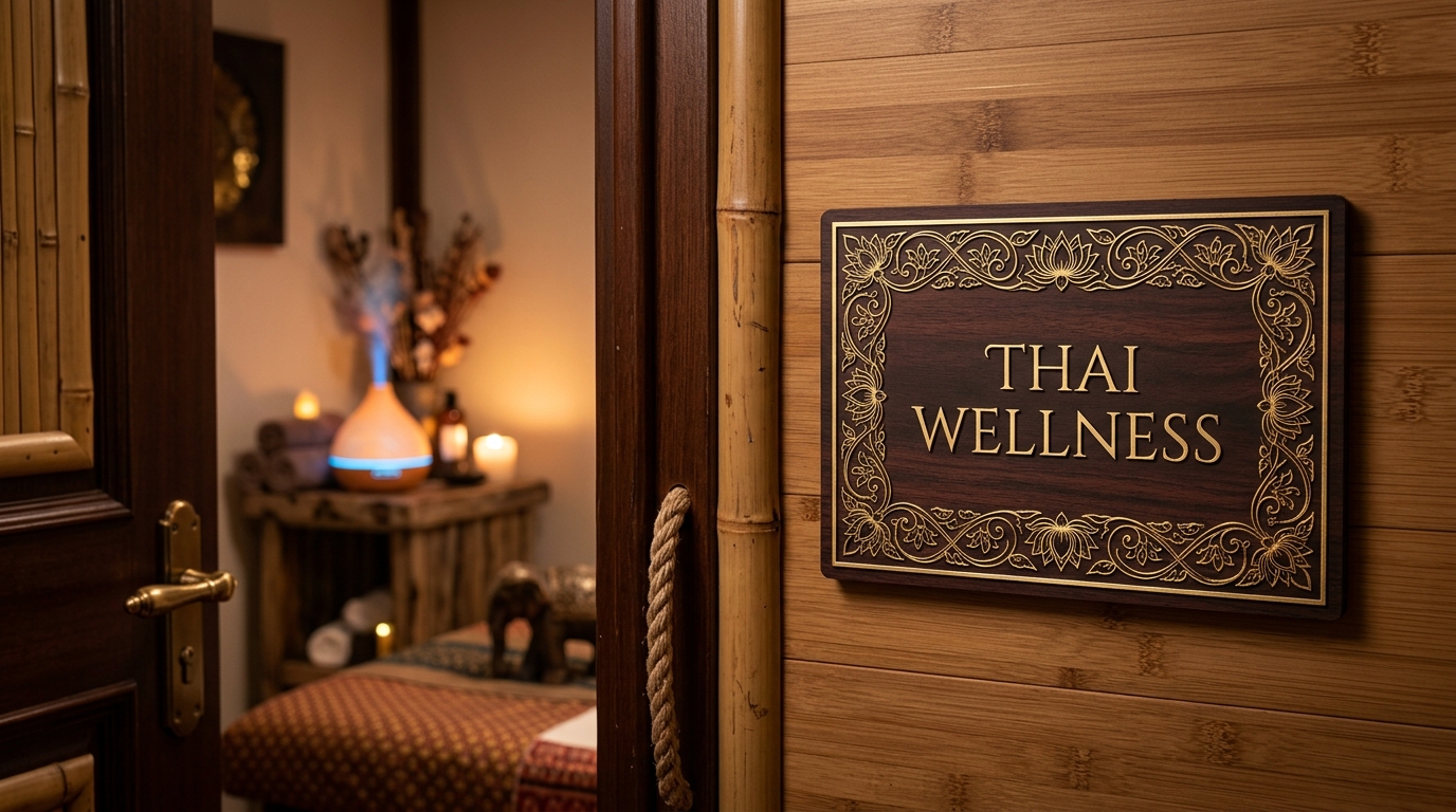 Cruise ship Thai massage wellness signage