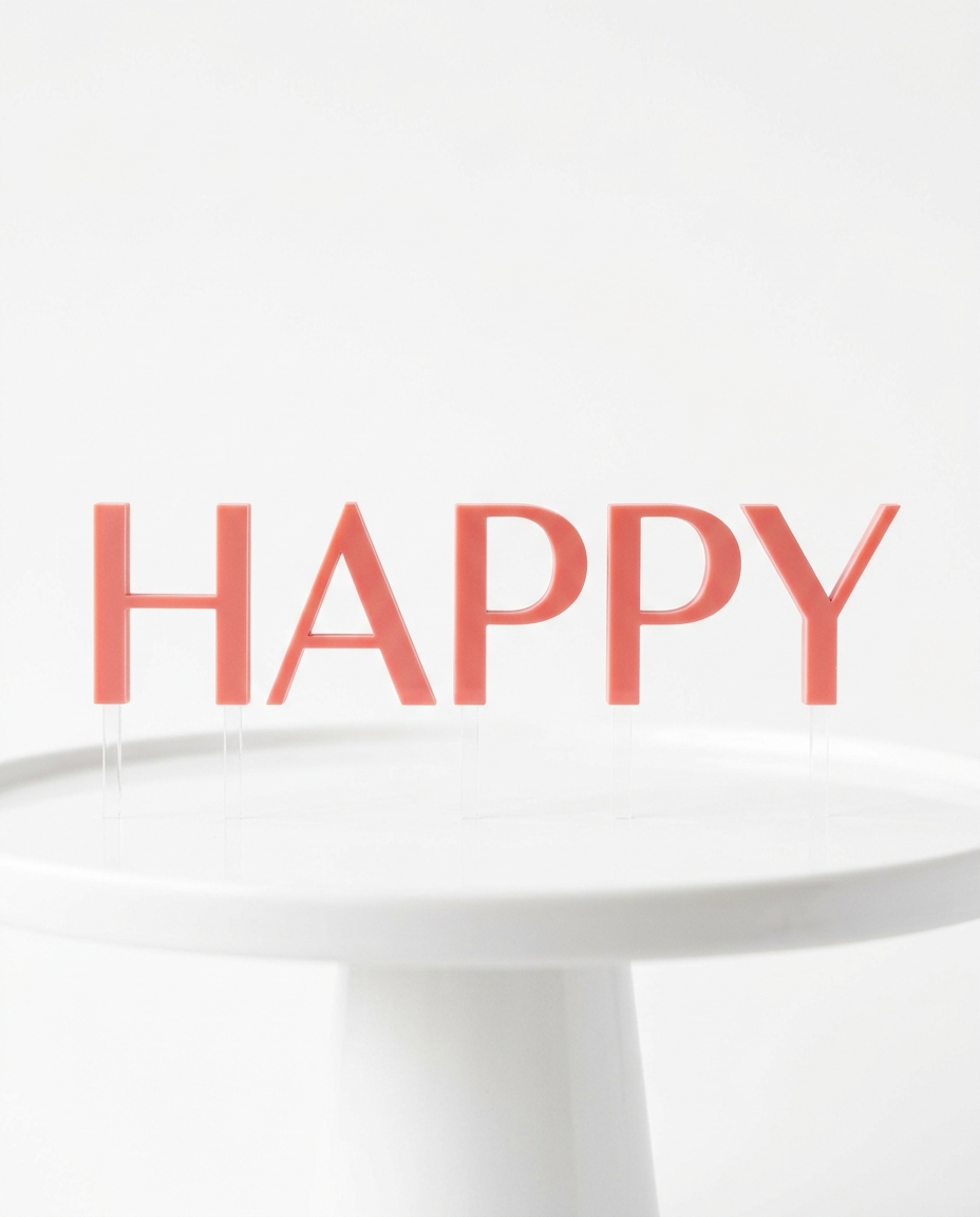 Personalizovani HAPPY BIRTHDAY natpis za tortu — ručna izrada